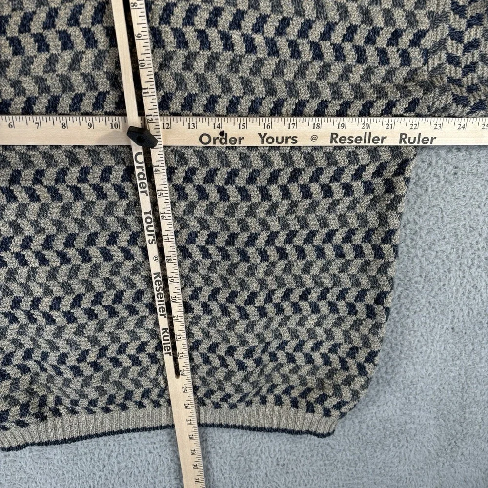 Vintage 90s Sweater Mens Medium 3D Knit V Neck Geometric Made USA‎